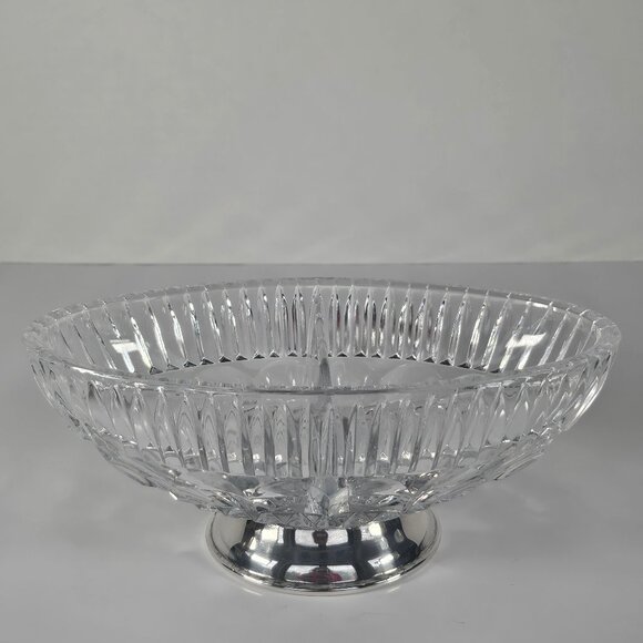 Towle Crystal William Adams Silver Plate Cut Divided 8" Oval Bowl Divided Dish - Picture 3 of 11